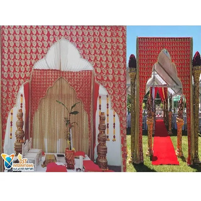 Giá Cả Phải Chăng Wedding Mandap Backdrop Màn Ấn Độ Cưới Mehrab Backdrop Mandap Thiết Lập Đám Cưới Truyền Thống Draped Mandap Backdrop