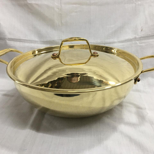 Tasarımcı pirinç Kadai Wok servis kasesi Pot