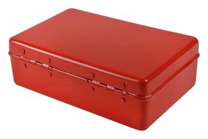 Metal Empty Tool Storage Box (25 cm X 17 cm X 8 cm <strong>Red</strong>) Home Decor Metal <strong>Trunk</strong> (Suitcase). - Product Image 2