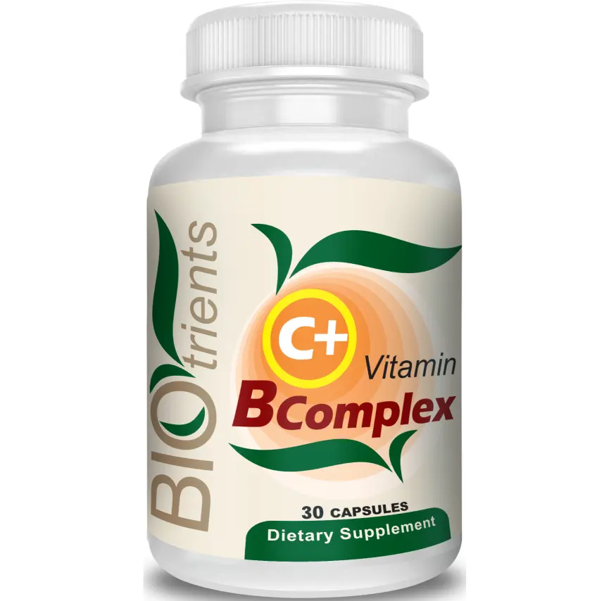Vitamina B complesso in polvere con integratore di vitamina C USA e vitamina B12 in compresse di Capsule di pillole. Supplimento de Salud Americanos