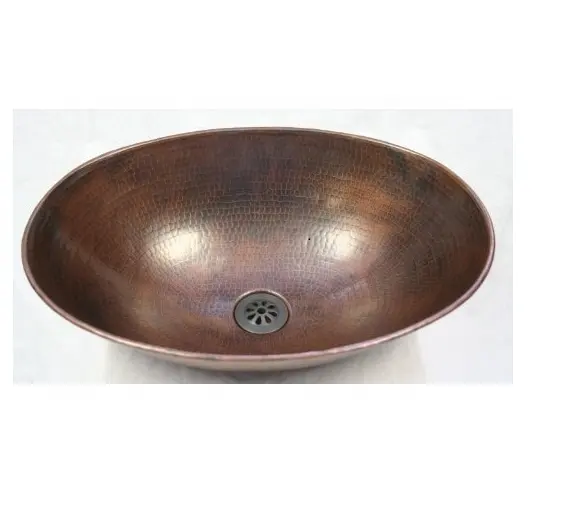 Évier en cuivre de forme ovale, évier de cuisine en cuivre et martelé, évier en cuivre à usages multiples