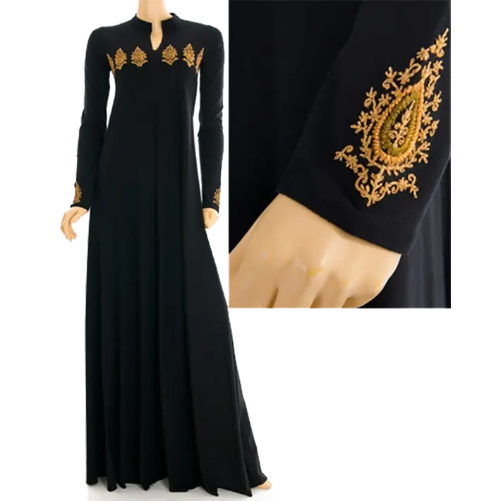 Abaya — manches Paisley dorées brodées, en bambou ou coton organique, pour femmes musulmanes, pour tenue décontractée