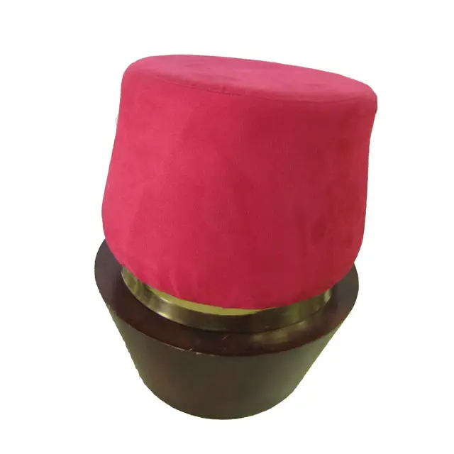 Günstige Side Pouf Hocker Wohnzimmer rosa Velvet Top & Metal Based Round Pouf Fuß hocker Moderne Holzkiste Logo Tisch