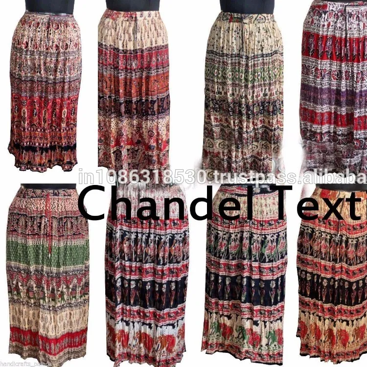 Longue jupe en tissu Batik pour femmes, taille élastique, imprimée à la main, falda, Hippie, Boho, gitane, Tribal, indienne, gitane, kjol