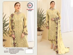 Yeni varış son tarzı ağır tilki Georgette nakış Dupatta hint ihracatçısı ve tedarikçi ile Salwar Kameez çalışmak
