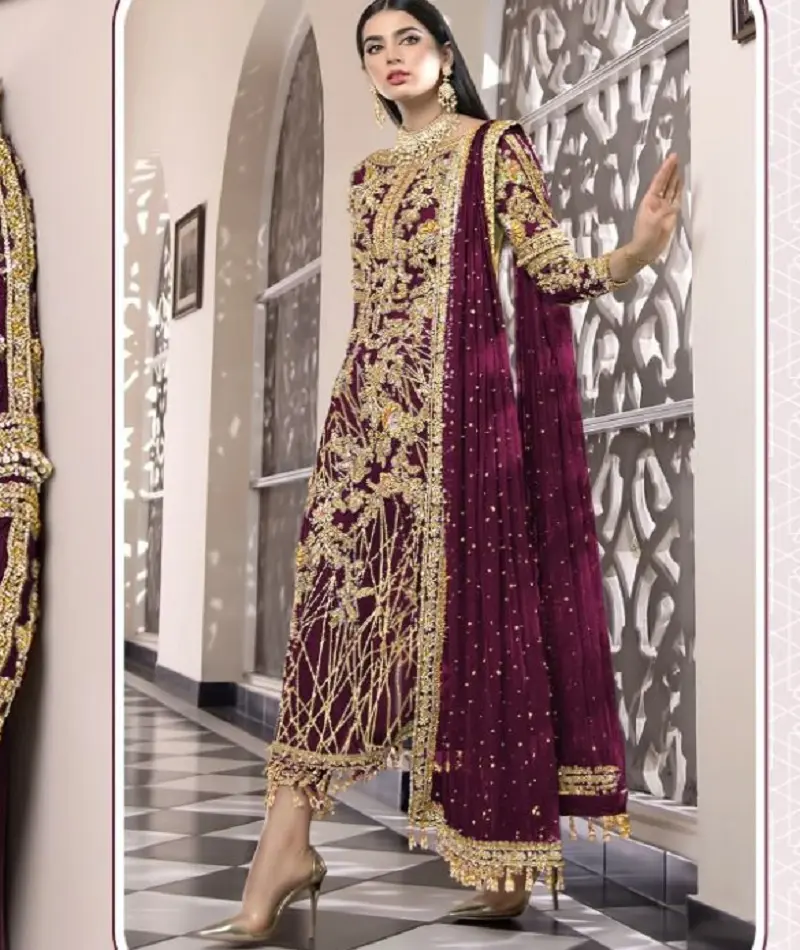 Nuova rete di ultimo stile con ricami Salwar Kameez abiti per donna abiti pesanti in stile musulmano e Kurtis Lehenga Choli