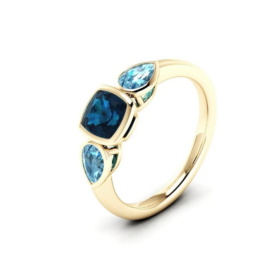 925 Argent Sterling Massif Belle Topaze Bleue Bague Tendance Récente Pierres Semi Précieuses Fournisseur de Bijoux Boutique au Prix du Revendeur