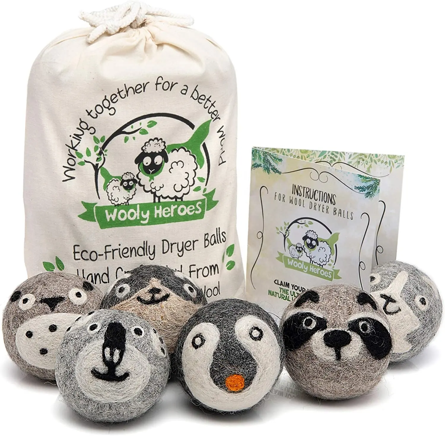 Оптовая продажа, экологически чистые милые шарики из 100% новозеландской шерсти, фетровые шарики для сухой уборки с животными