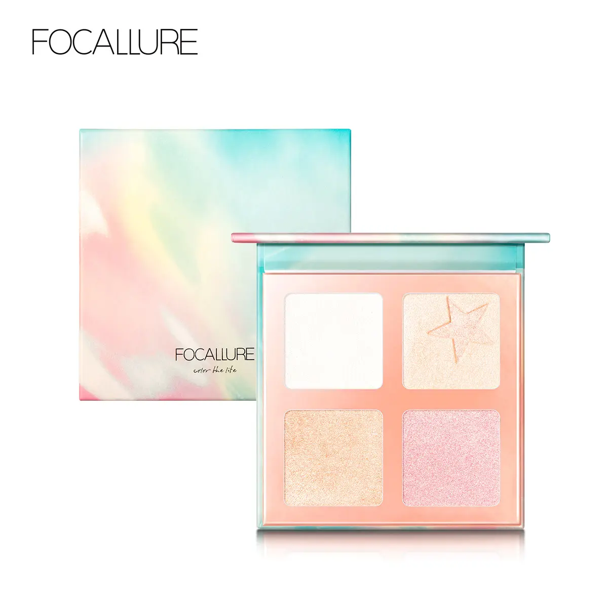 FOCALLURE-maquillaje facial FA63, resaltador brillante Super Star, paleta de polvo