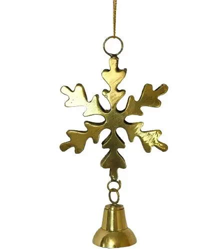 NUOVO ARRIVO NUOVO ORO FIOCCO di NEVE CON CAMPANA SU di ESSO IN METALLO ORO DECORAZIONE ALBERO DI NATALE APPESO ORNAMENTO