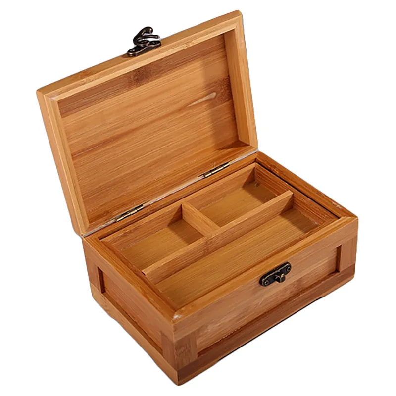 Contenitore di gioielli decorativo in legno scatole di legno per la conservazione di merci scatola a lungo termine vecchio Design di tendenza forma quadrata con serratura in metallo