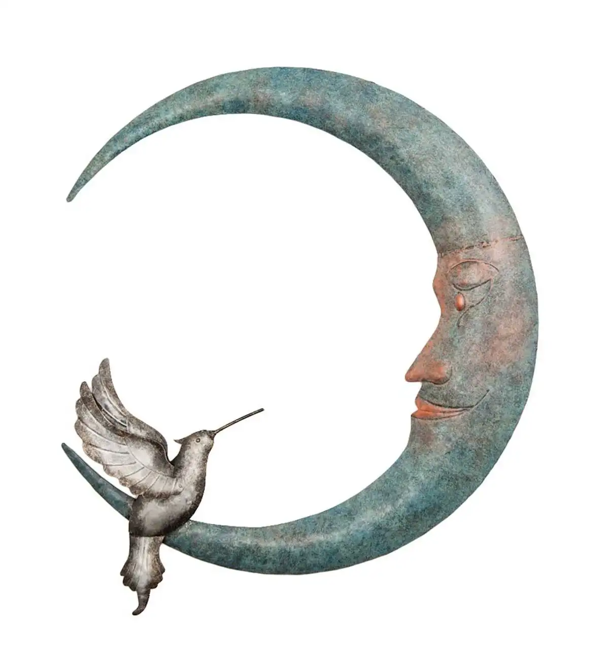 Modern Bohemian Metal Crescent Moon with Bird Metal Wall Hanging Decor Art by Medieval Edge