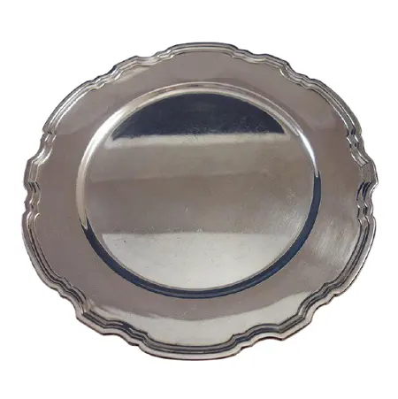 Placa de carga de forma redonda de acero inoxidable, diseño antiguo, Color plateado, bajo placas para uso doméstico y cocina