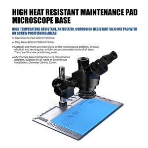 Trinoküler Stereo Microscopio 0.5X <span class=keywords><strong>CTV</strong></span> ve alüminyum alaşımlı taban silikon Pad ile mobil tamir senkron yakınlaştırmalı mikroskop