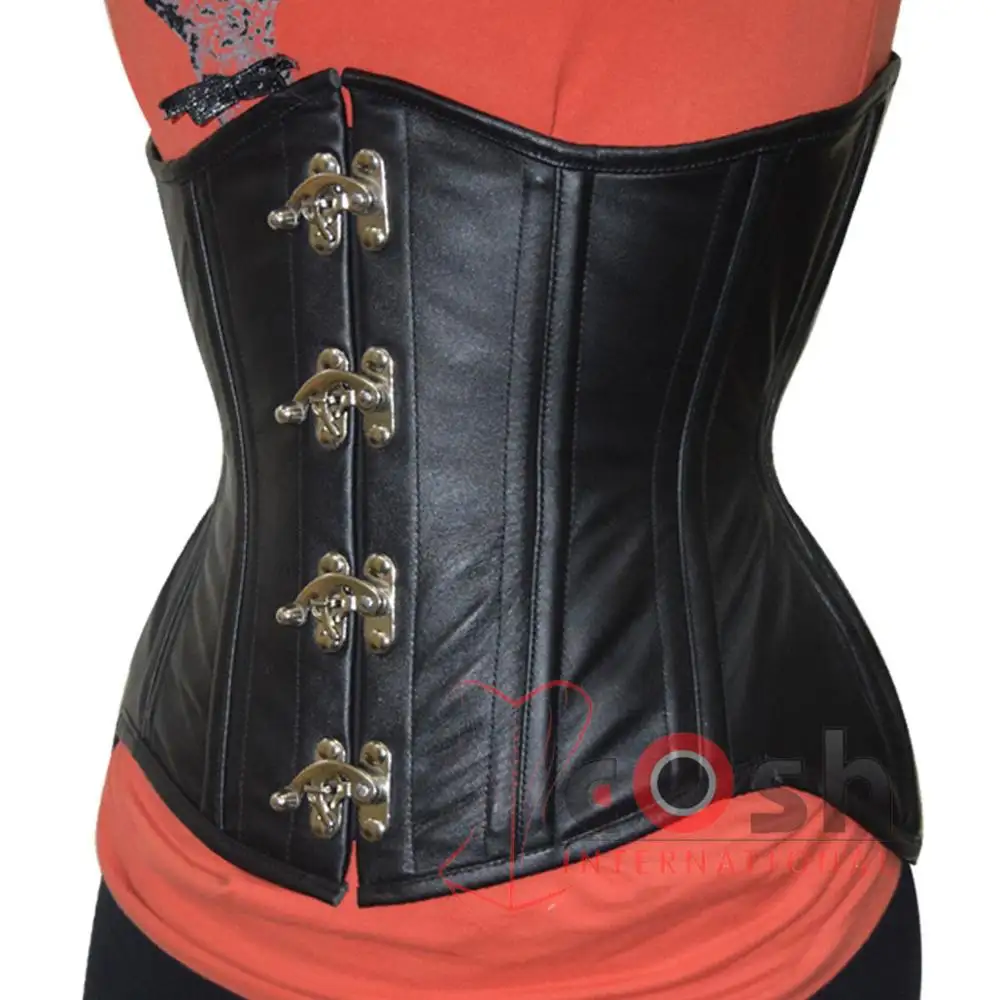 CORSET COSH sous la poitrine, Corset en cuir de vache véritable, avec doublure en coton et fermoirs avant, Corset extrêmement incurvé, fournisseurs