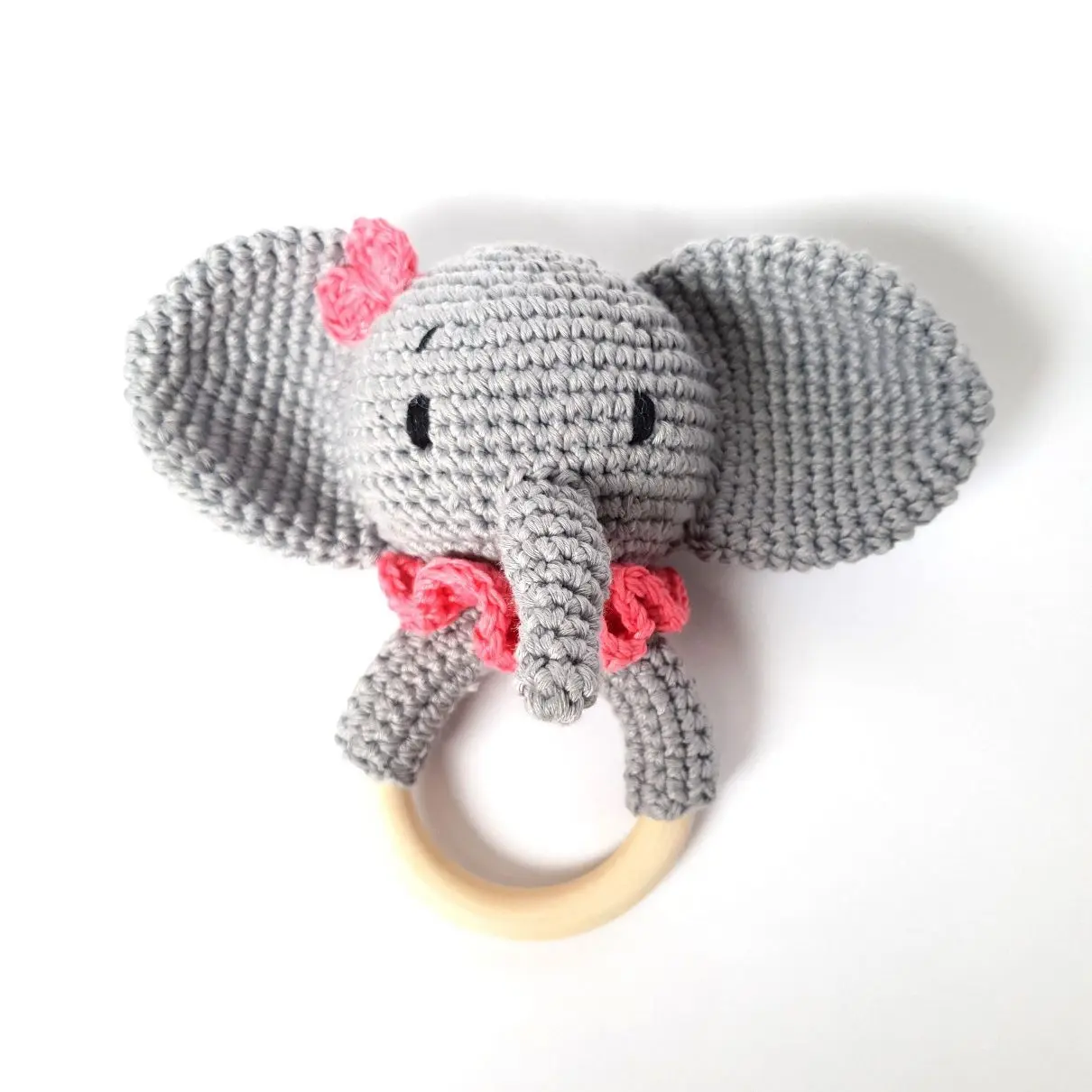 VINAWOCO-elefante de ganchillo con anillo, juguete competitivo