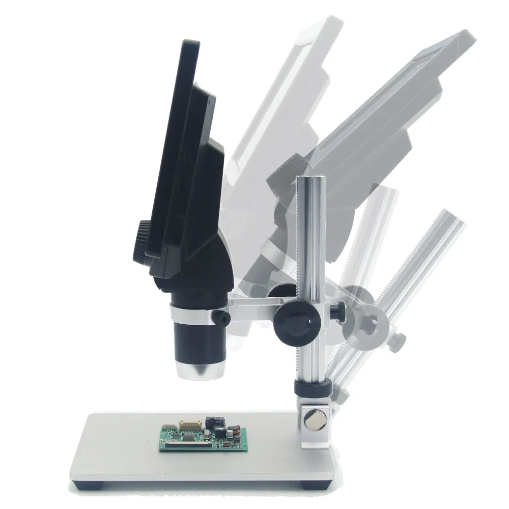 G1200 디지털 전자 LCD 연속 줌 비디오 현미경 휴대용 12MP 납땜 현미경 8 Led