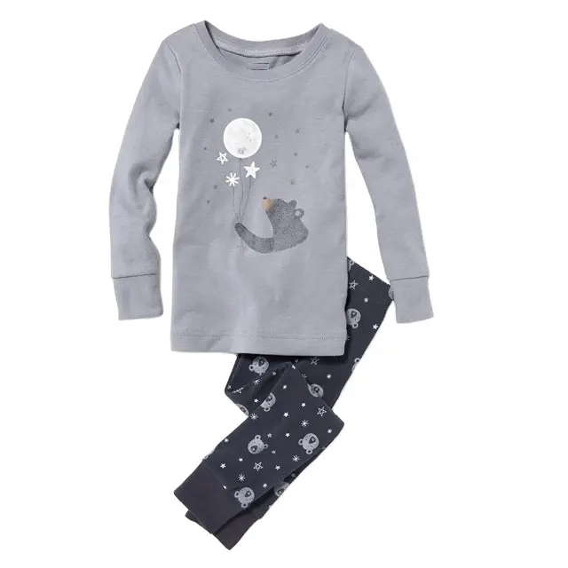 Pigiama per bambini con stampa orso set pigiami comodi per bambini ragazzo Design popolare pigiama stampato vendita pazza moda quantità cotone