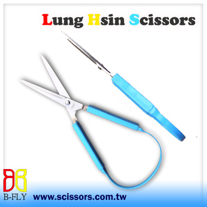 Loop Scissors Self Opening Spring Plastic DIY Smooth OEM 8 Inch TW Training Scissors with Plastic Loop Blue Handle 2.5 Mm - Product Image 6