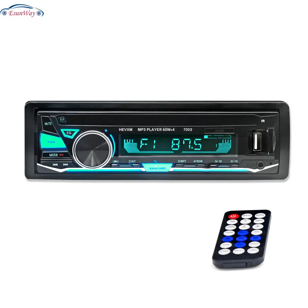 Reproductor de Audio para coche, de 12V Radio FM estéreo, MP3, 1 Din, en el salpicadero, multicolor, compatible con teléfono con USB/SD MMC/AUX, novedad