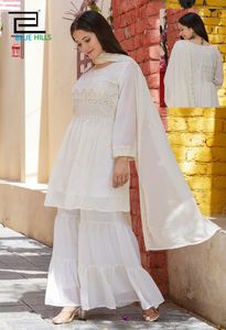 Hint ve Pakistan giyim gharara tasarımları punjabi kız seksi şalvar elbise boyun tasarımları Sarara seksi kadın elbise 2022 hindistan - Product Image 4