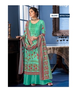 Pure <strong>Zam</strong> Digital Style Print with Fancy Embroidery and Swarovski Diamond Work Kurta with Chiffon Dupatta with Bottom Latest Sla