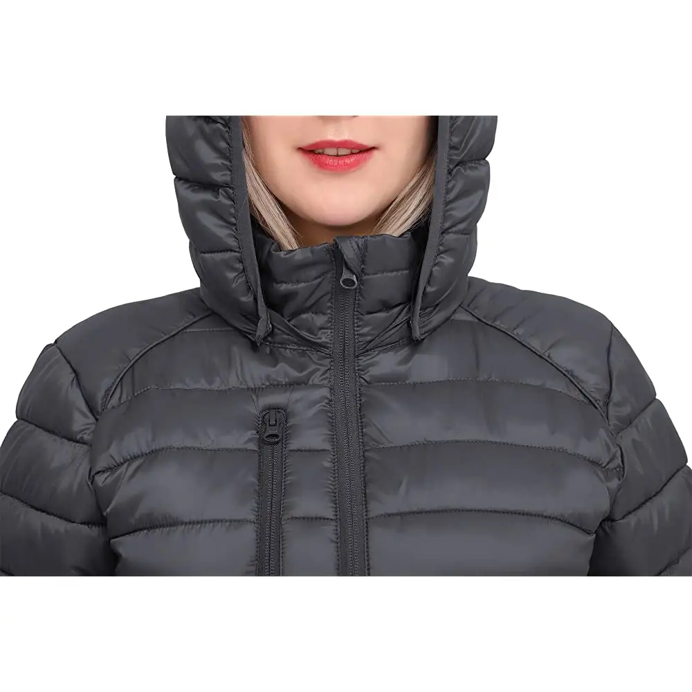 Chaqueta larga con capucha para mujer, chaqueta de invierno con capucha gruesa, acolchada, personalizada, color negro, gran oferta