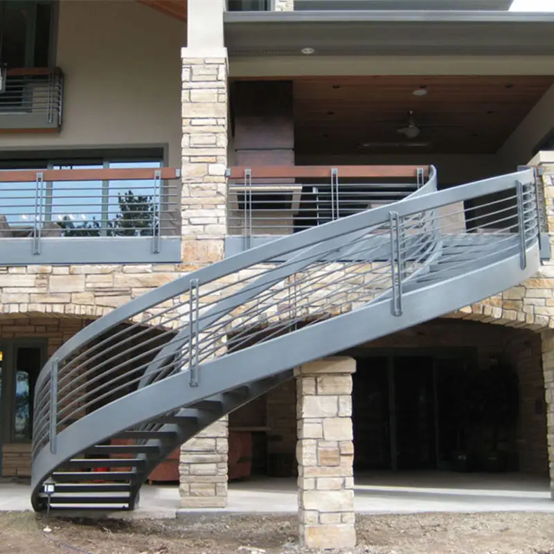 Edelstahl treppen grill design mit metall treppen außen gebogenen stahl treppe
