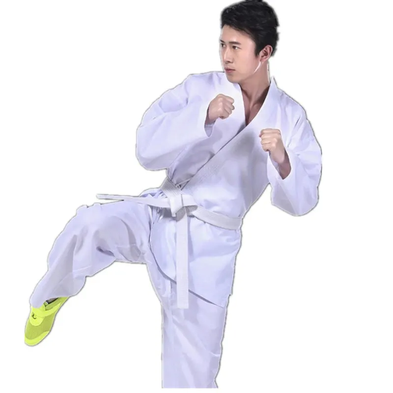 Roupa de karatê wesing aprovada, uniforme dobok para adulto e crianças, poliéster 100%