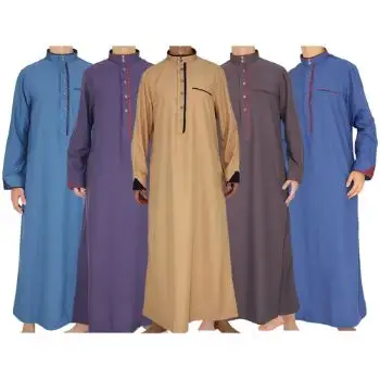 100% Baumwoll stoff Kaufen Sie weiße saudi-arabische Thobes Jubba Dishdasha Kurta für Ramadan Jubbah Men Muslim Clothing in Indien