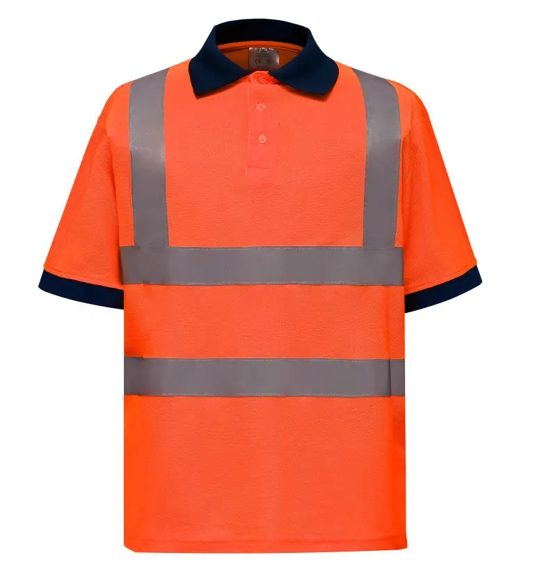 Polo d'été à manches courtes haute visibilité Classe 3 Dry Fit Hi-Vis Taped Polo Workwear Uniform T-shirt avec bandes réfléchissantes