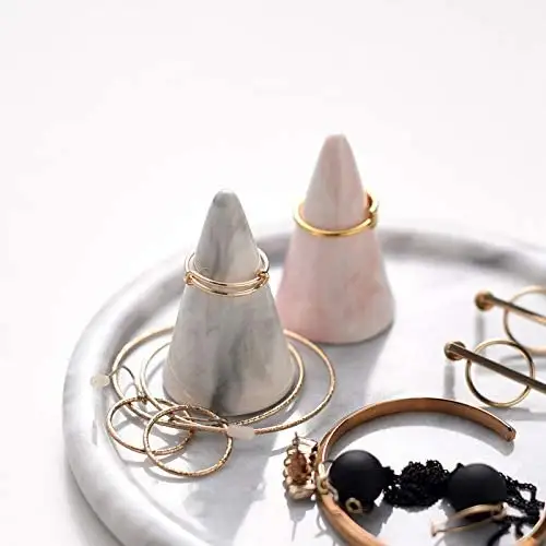 Moderner Marmor ring halter Turm Keramik kegelform Dekorativer Displayst änder für Schmuck ring