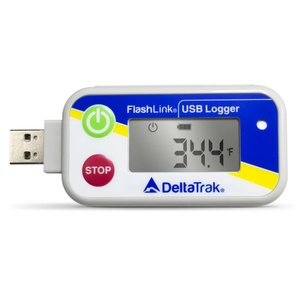 DELTATRAK-Sensor de temperatura interno y humedad, registrador de datos de alta precisión, LCD grande, modelo 20248, FlashLink, USB, reutilizable - Product Image 1