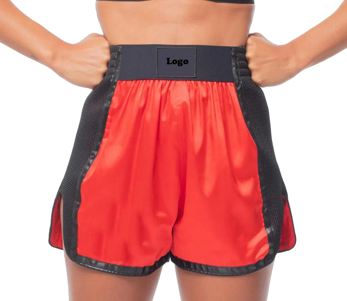 Shorts de malha para mulheres, boxe fitness personalizado OEM, roupas curtas para mulheres, roupas de ginástica para mulheres, boxe rosa, tailandês