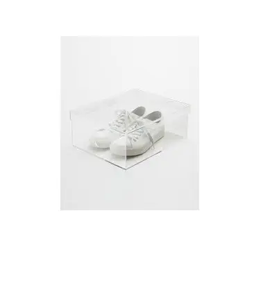 Caixa acrílica de exibição de sapatos, caixa de armazenamento para tênis, gaveta e retângulo transparente, caixa de acrílico com flor de rosa do bebê