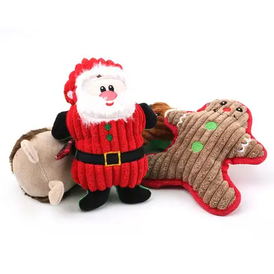 Dog Toys Plush Santa Claus Chewing Toy Wholesale Squeaky Christmas for Dogs Pet Toys Polyester Everyday Opp Bag 10pcs 60g pet christmas