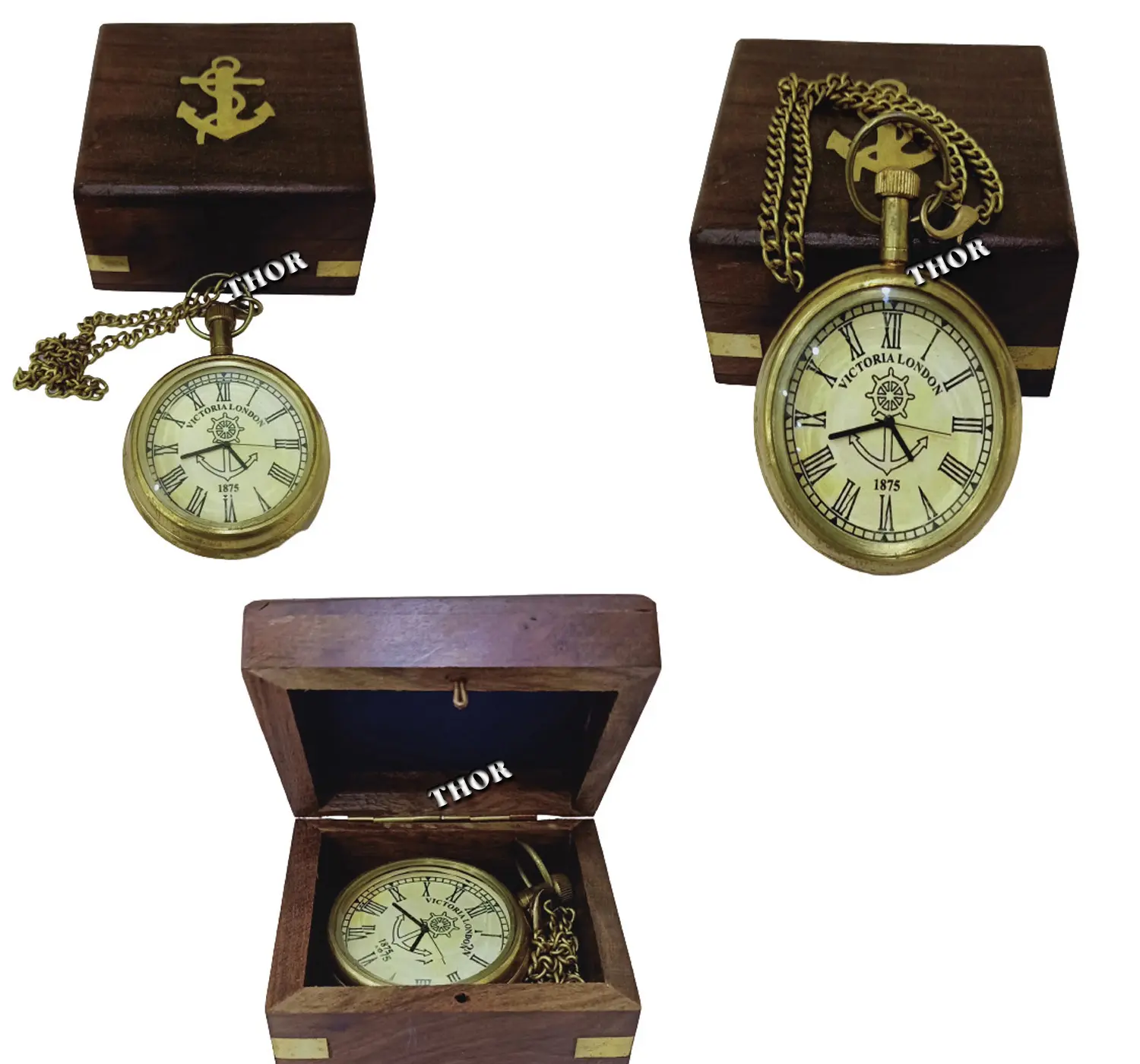 아름다운 금속 시계 테이블 시계 클래식 브라운 나무 상자 가정 및 사무실 장식 빅토리아 런던 1875 시계