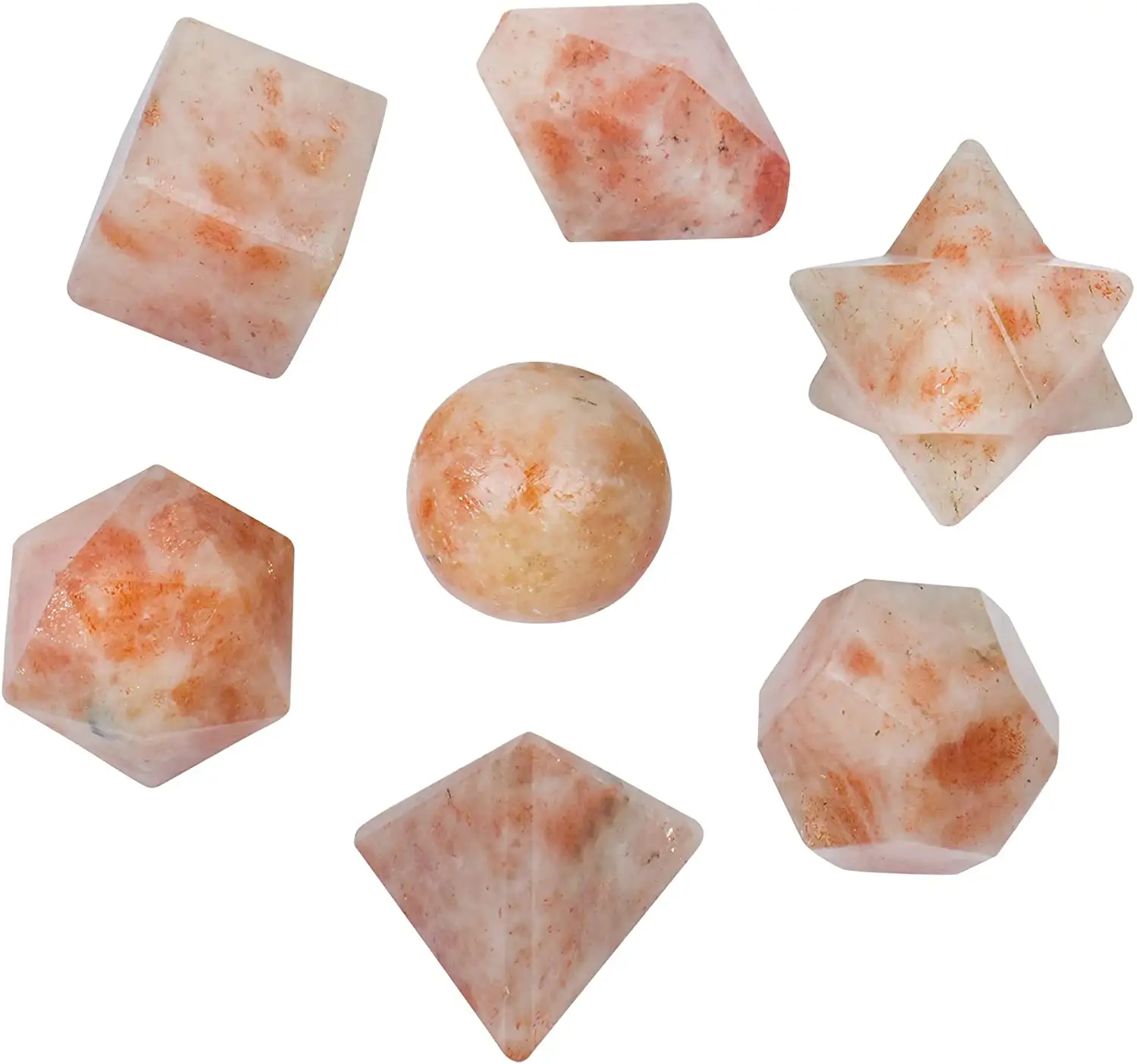 High Quality Sunstone Sacred Geometry Set 7 Pieces Sacred Geometry Set Buy from New Star Agate Gemstone Feng Shui World Wide