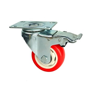1/1/2/2/5/3 inç küçük döner castor tekerlek pvc tekeri frenli tekerlek - Product Image 5