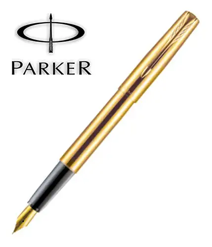 Füll federhalter Parker Frontier Gold GT Edelstahl Gold Finish Luxus Gold Parker Füll federhalter feine Feder