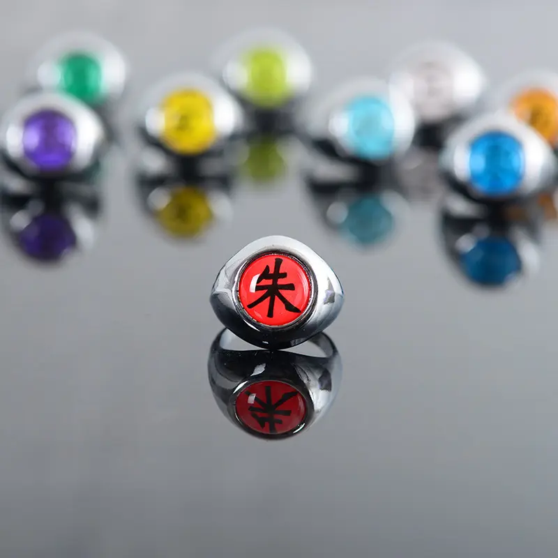 10 cores Anime Uzumaki Ninja Akatsuki Anéis de liga ajustável do membro Metal Artesanato em OPP Saco Pacote para Cosplay