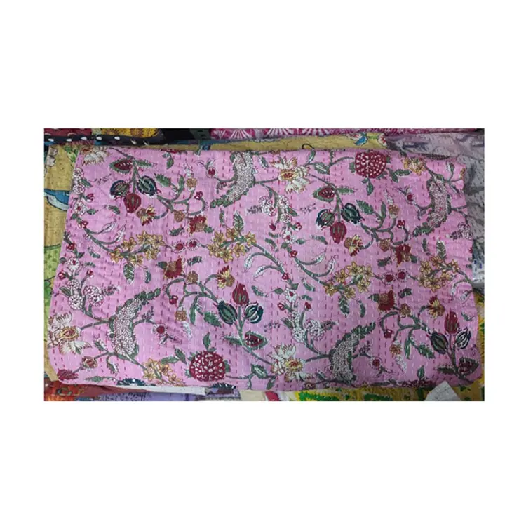 Más vendido 100% Material de algodón Kantha edredón de cama/edredón colcha