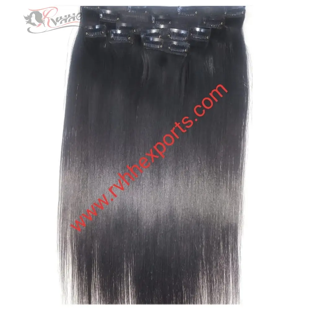 Wholesale Black Clip Hair Extensions 100% Remy Indian Human Hair Clip Ins