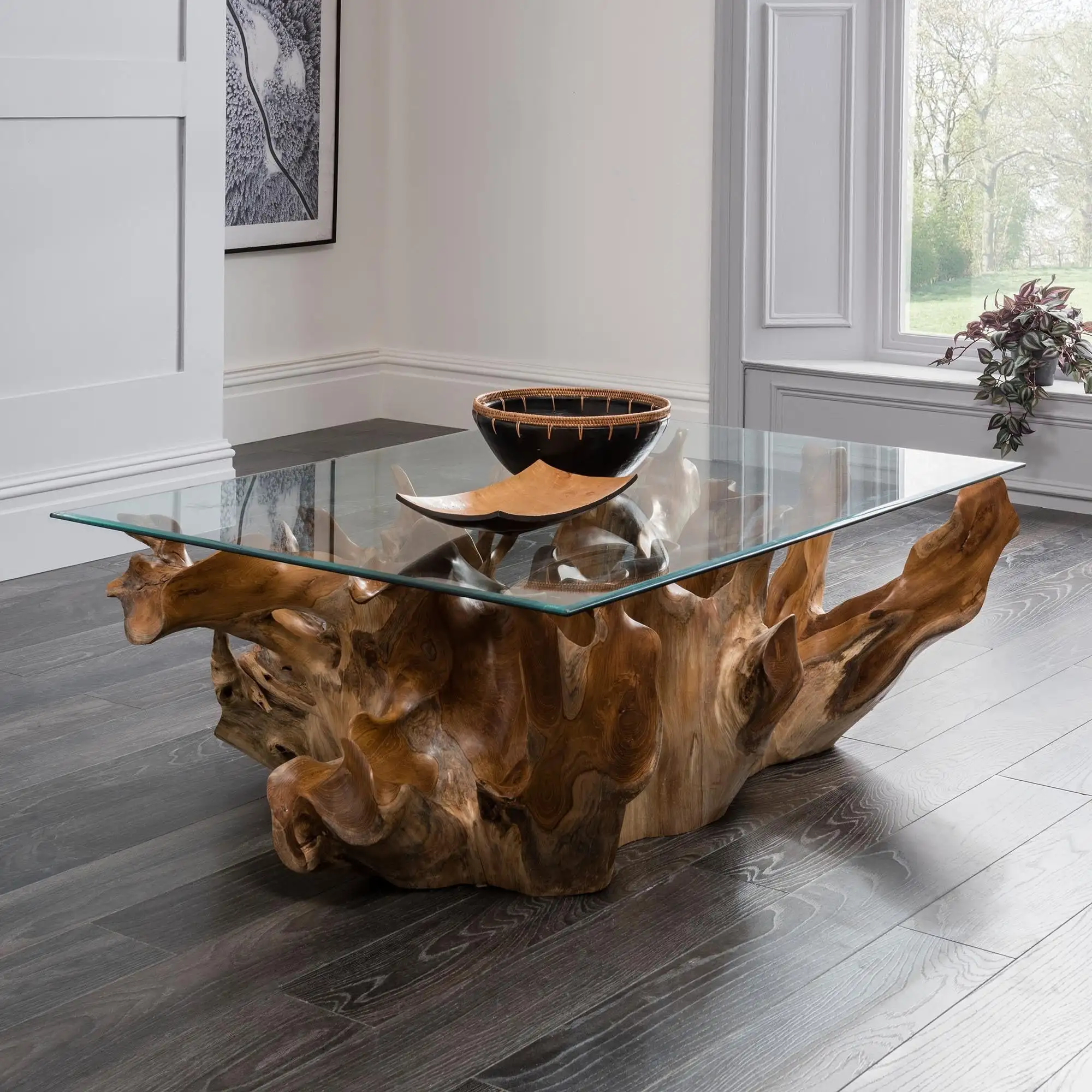 unique teak root coffee table