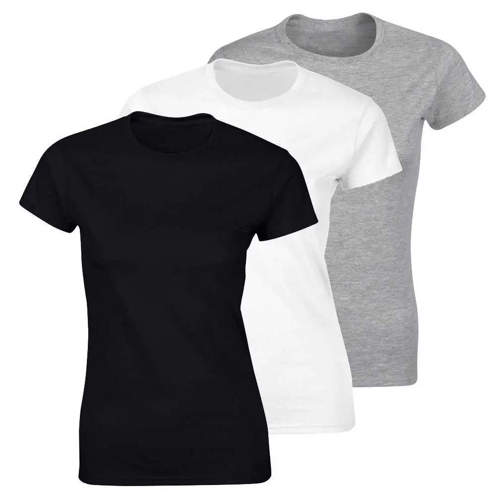 Оптовая продажа с фабрики, оптовая продажа, хлопковая однотонная женская футболка с коротким рукавом и круглым вырезом, женские футболки с круглым вырезом и логотипом на заказ