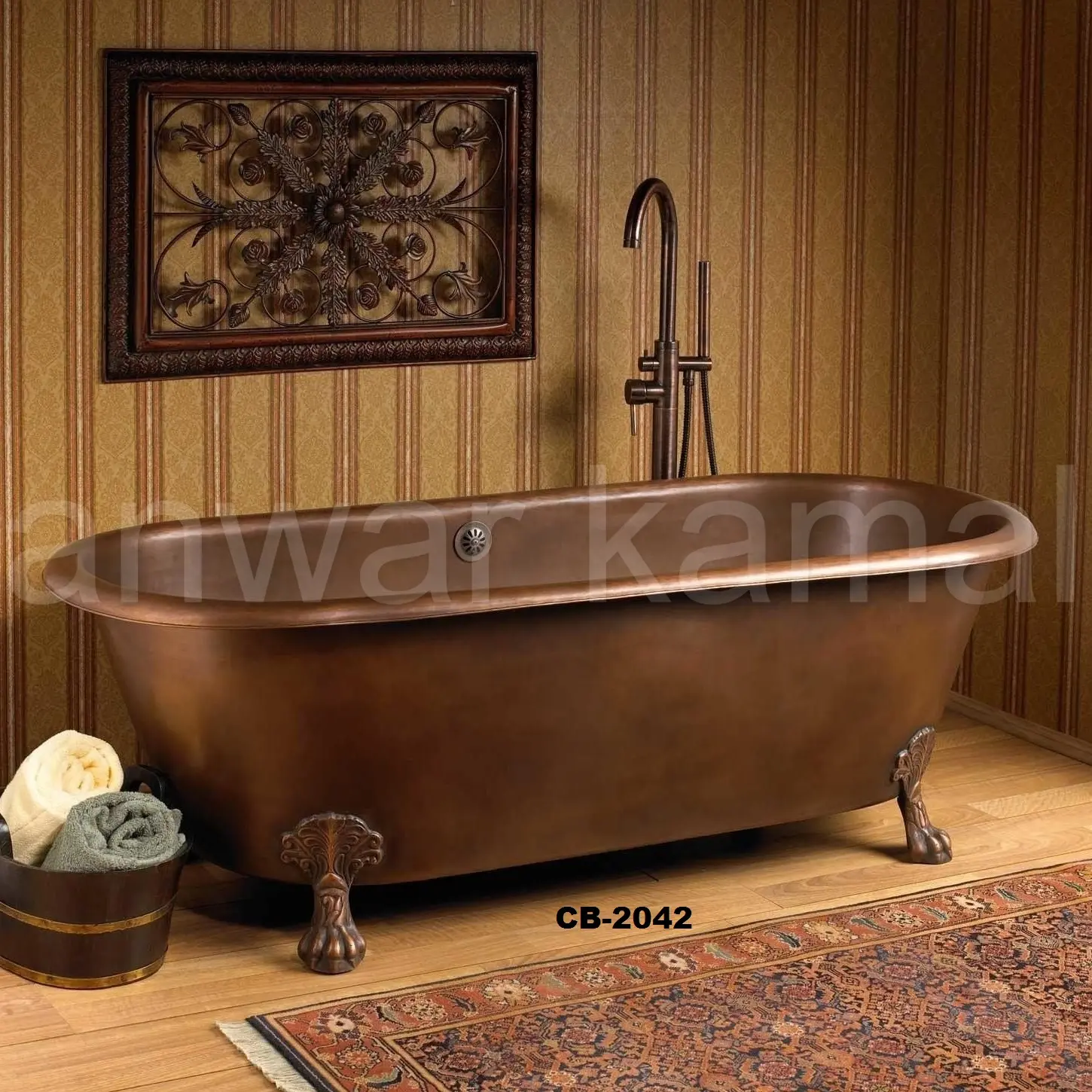 Baignoire en cuivre Antique, accessoire pour pieds, mains chauve-souris