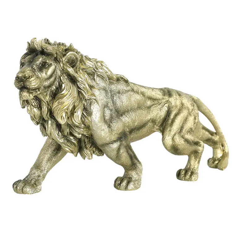 Leone moderno 2021 accessori per la casa a buon mercato resina vita come leone statua soggiorno arredamento ottone colore animale leone figure