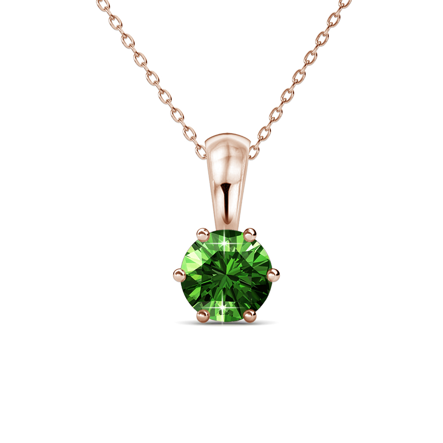 Pendentif en laiton plaqué or rose 18 carats - Péridot