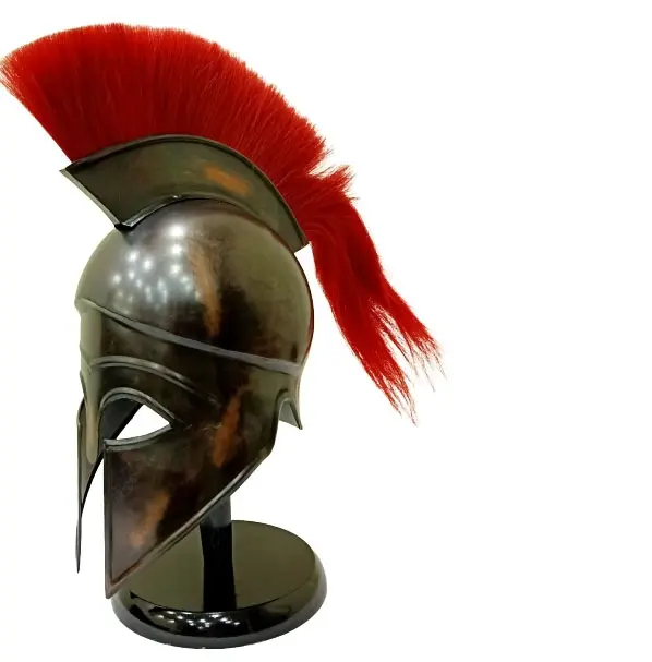 Elmo corinzia greca antica armatura medievale cavaliere spartano Replica casco con pennacchio rosso