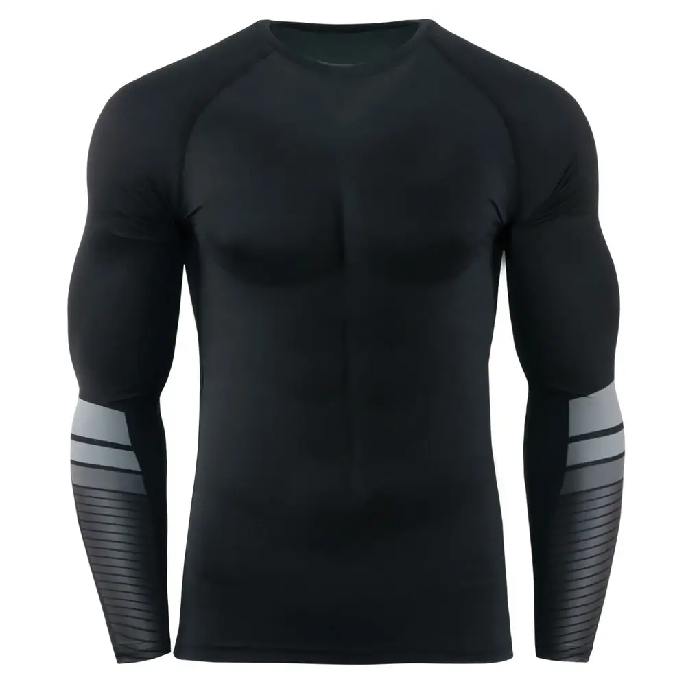 Prix de gros Manches longues Splice UV Protection solaire Peaux de base Surf Natation Chemises noires pour hommes
